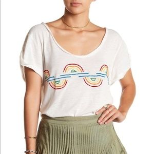 FREE PEOPLE Brittney Scoop Neck Rainbow Tee